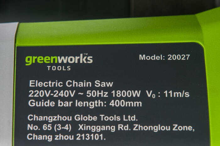 Электропила цепная GREENWORKS GCS1840 (20027)