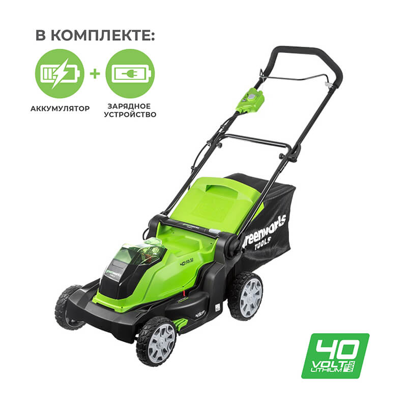 Газонокосилка аккумуляторная GREENWORKS G40LM41K4 (2504707VB)