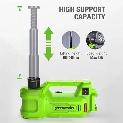 Домкрат аккумуляторный 3т GREENWORKS G24Jacks (3401407)